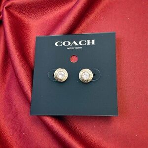 🆕 Coach Signature Open Circle Stud Earrings with Rhinestones